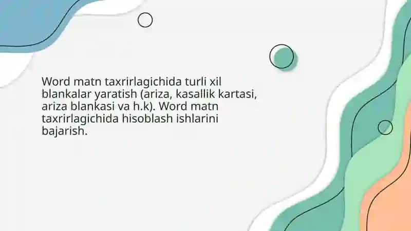 Word Matn Taxrirlagichining Blankalar yaratish
