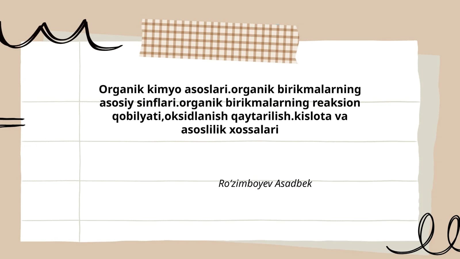 Organik kimyo asoslari