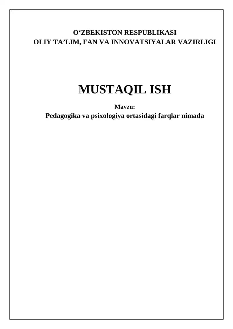 Pedagogika va Psixologiya: Farqlar va O'zaro Bog'liqlik