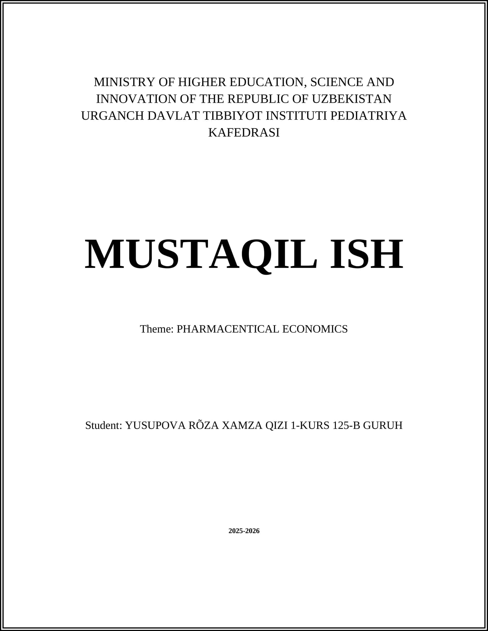 PHARMACENTICAL ECONOMICS
