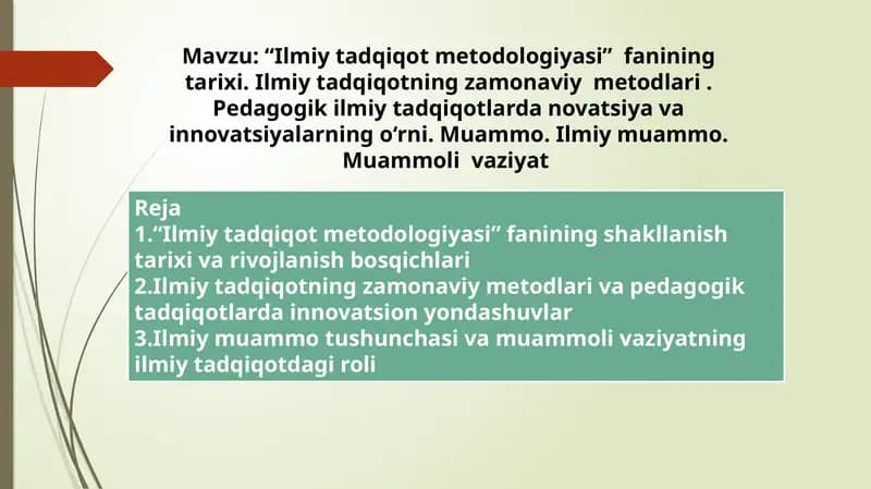 Ilmiy tadqiqot metodologiyasi