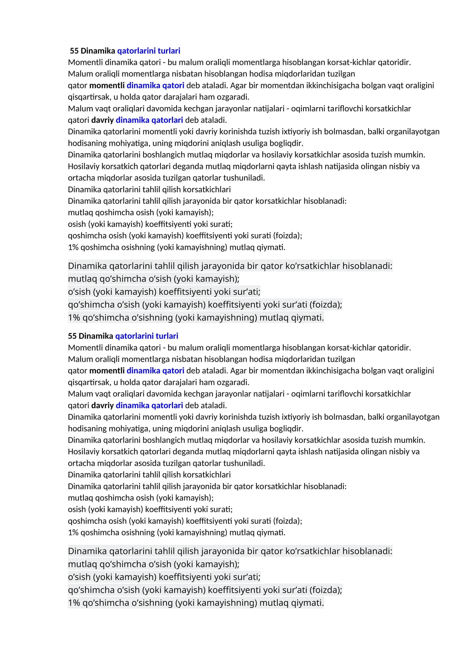 Dinamikaqatorlarini turlari