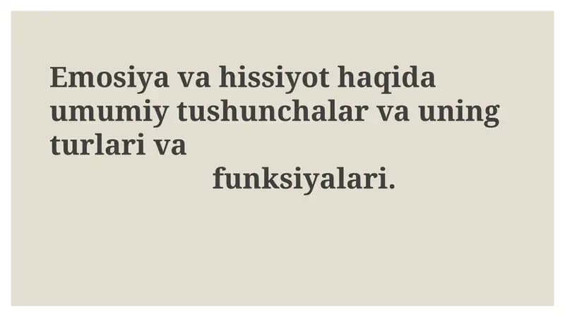 Emotsiya va Tuyg'ular