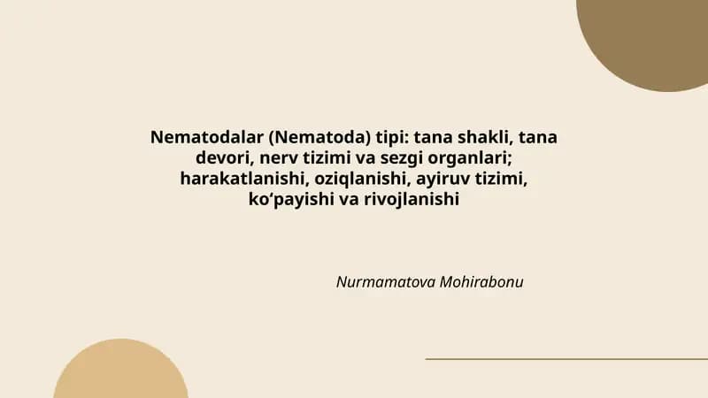 Nematodalar (Nematoda) tipi