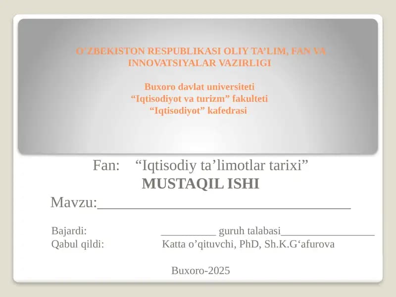 Iqtisodiy ta'limotlar tarixi