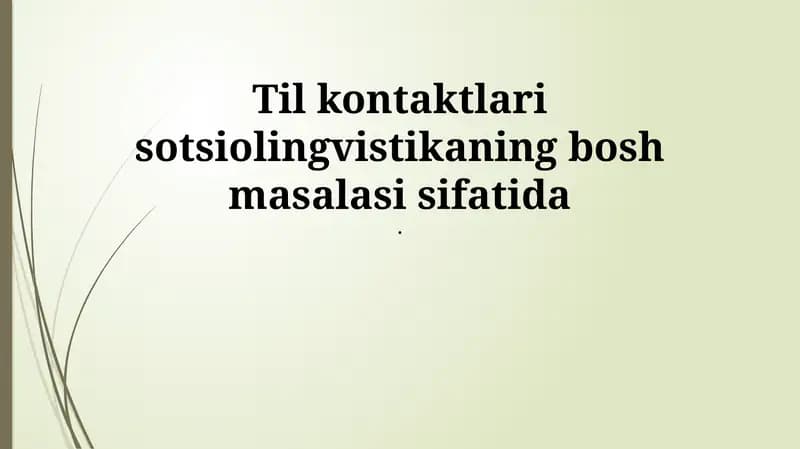 Til kontaktlari sotsiolingvistika