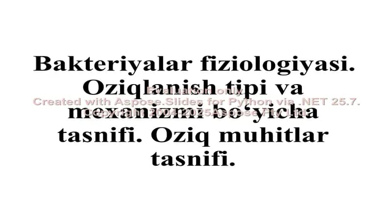 Bakteriyalar fiziologiyasi