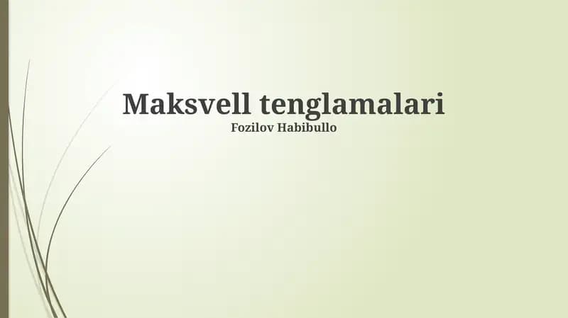 Maksvell Tenglamalari