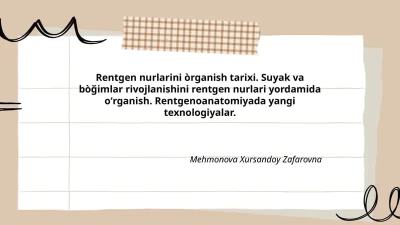 Rentgen nurlarini òrganish tarixi