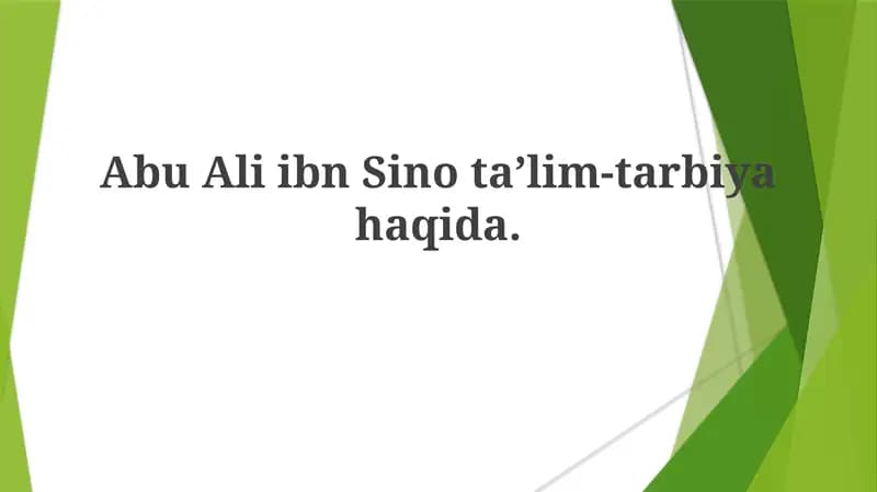 Abu Ali ibn Sino ta'lim-tarbiyasi
