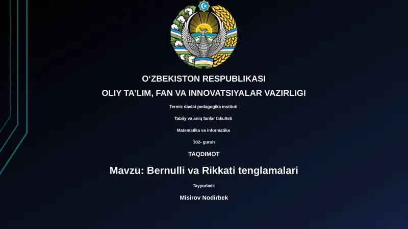 Bernulli va Rikkati tenglamalari