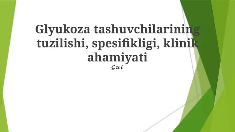 Glyukoza Tashuvchilarining Tuzilishi