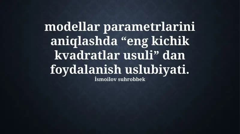 Eng kichik kvadratlar usuli
