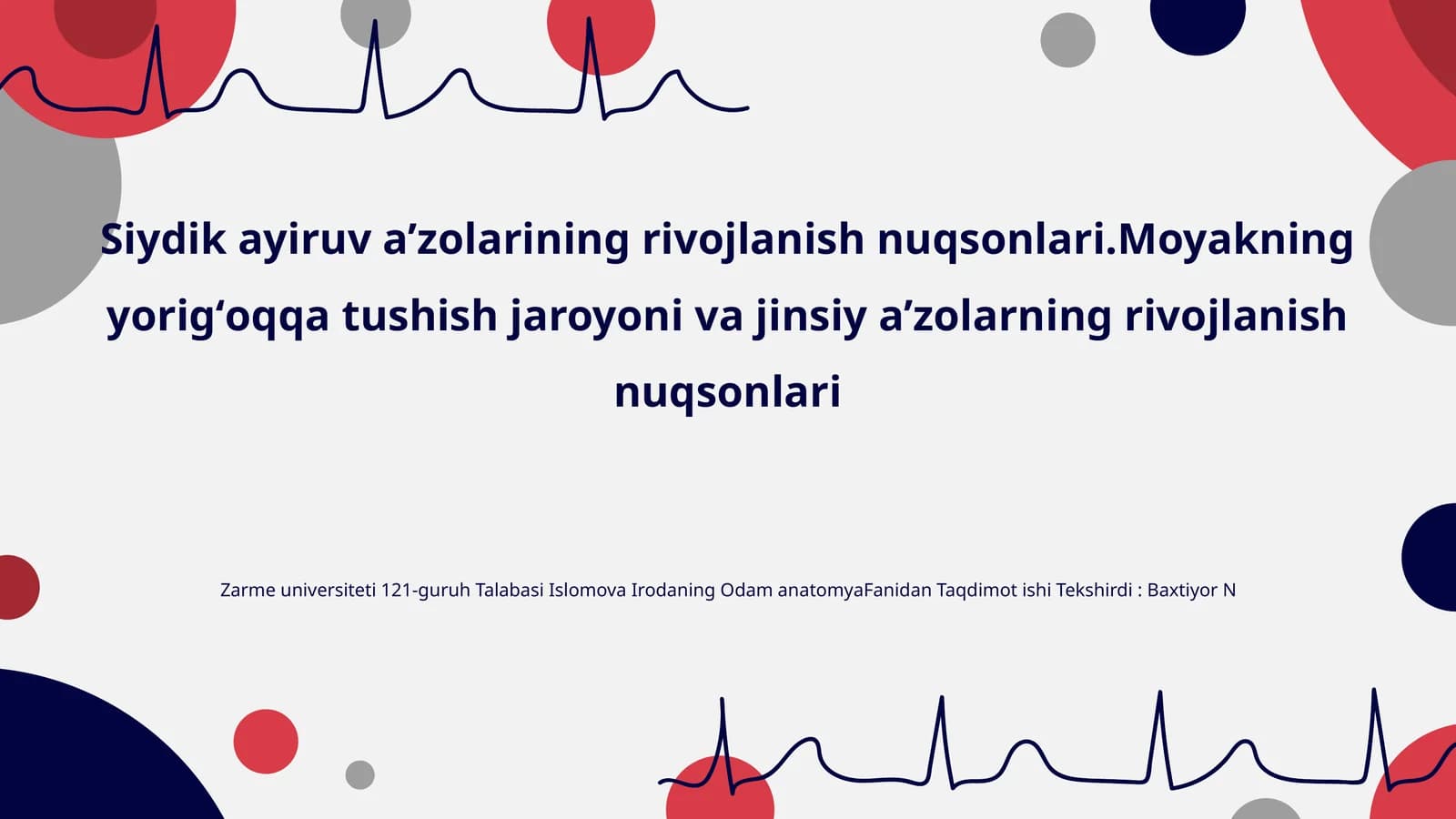 Siydik ayiruv a’zolarining rivojlanish nuqsonlari