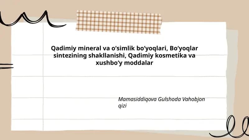 Qadimiy mineral va oʻsimlik boʻyoqlari