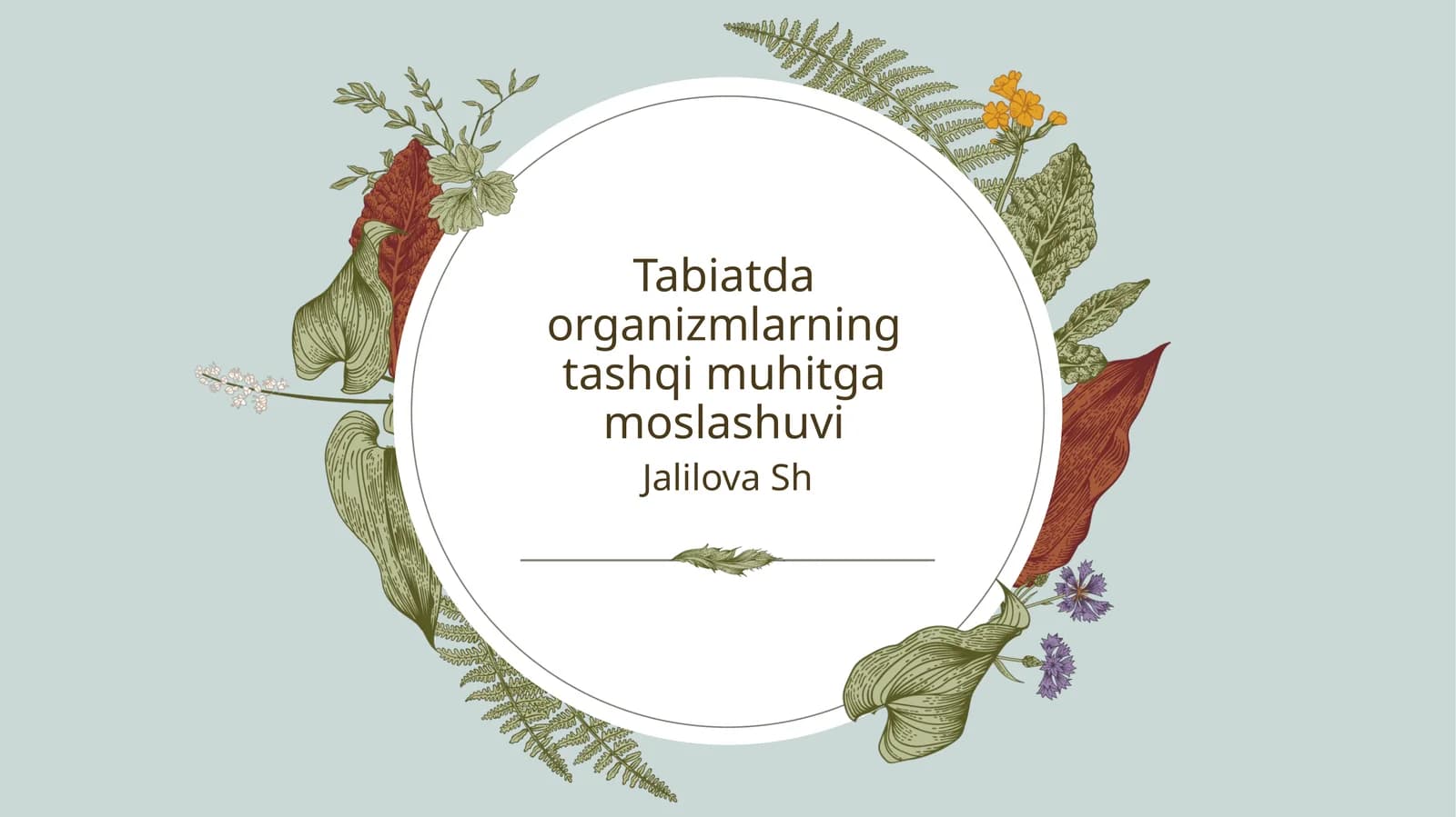 Tabiatda organizmlarning tashqi muhitga moslashuvi