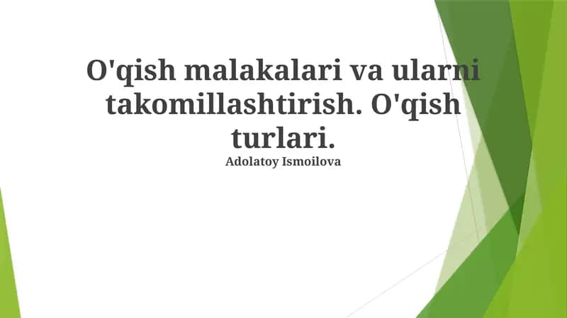 O'qish malakalari