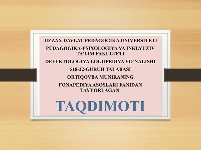 Ovoz hosil bo‘lishining akustik asoslarini yoritish