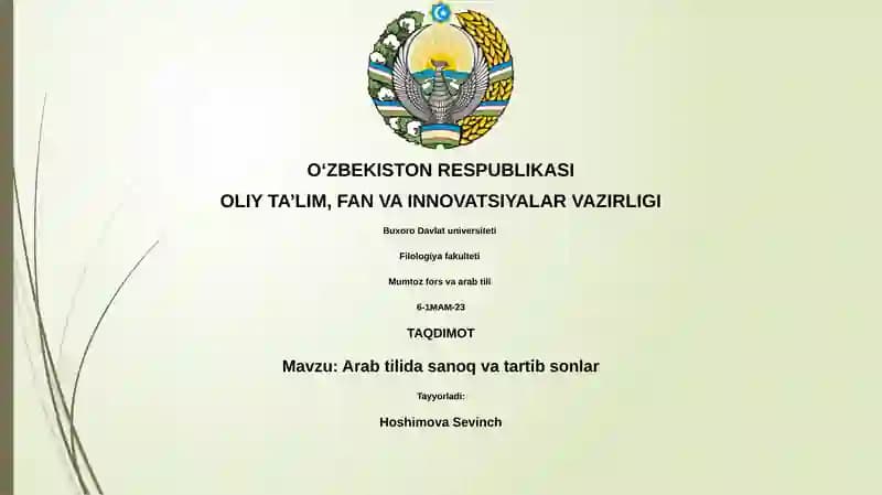 Arab tilida sanoq va tartib sonlar