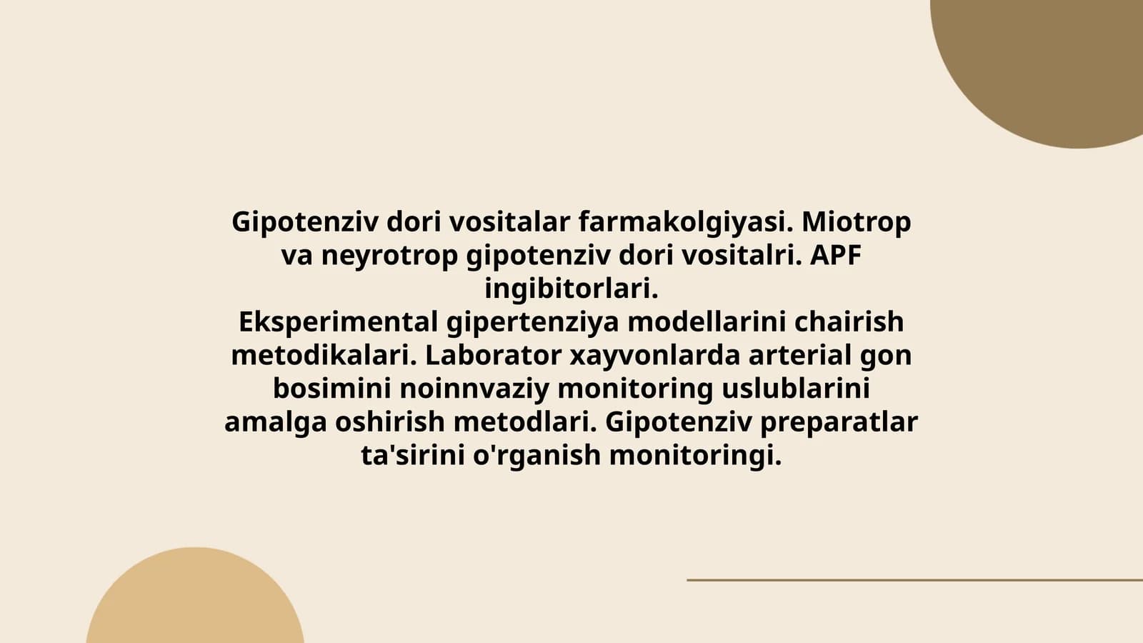 Gipotenziv dori vositalar farmakolgiyasi