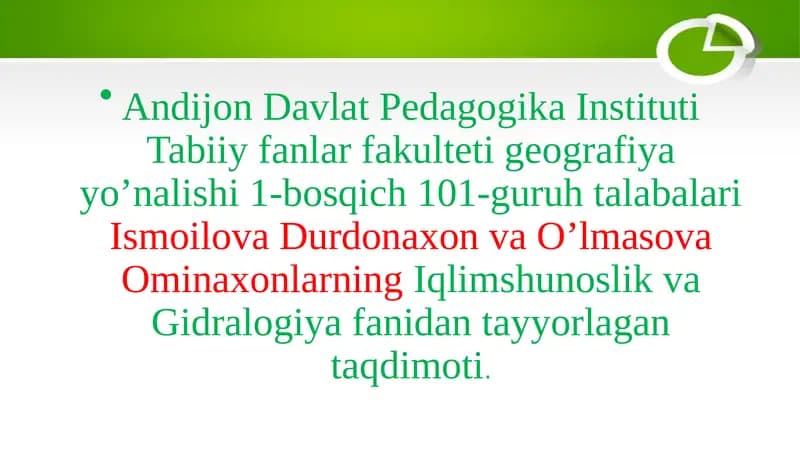 Iqlim shakillanishining sirkulyatsion omillari