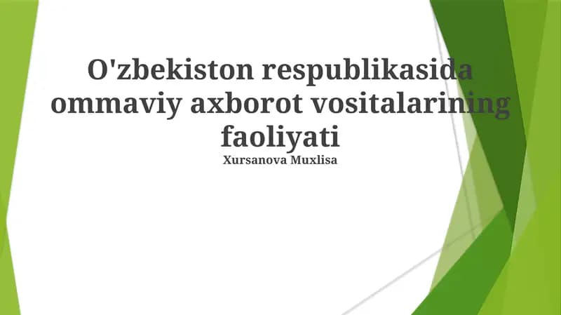 O'zbekiston respublikasida ommaviy axborot vositalarining faoliyati