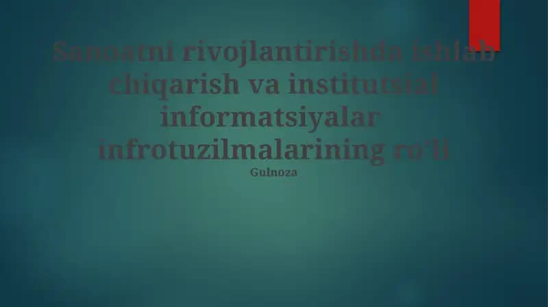 Ishlab chiqarish va institutsional axborot infratuzilmasi
