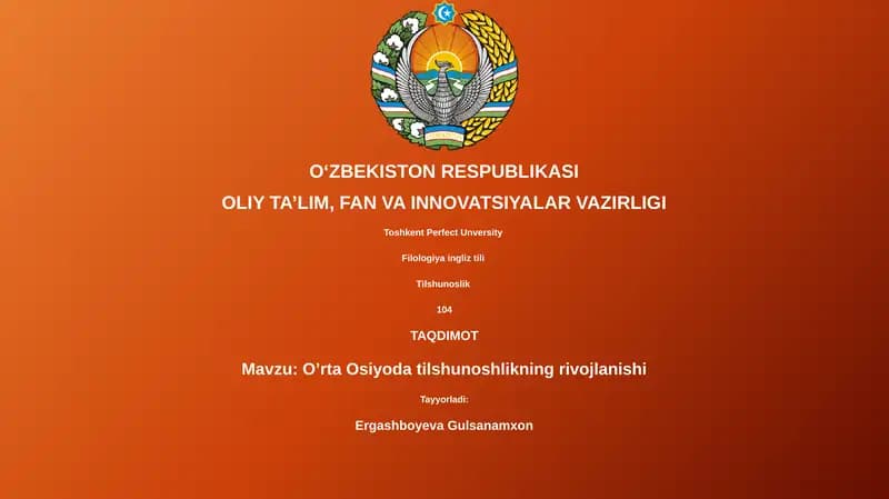 O’rta Osiyoda tilshunoshlikning rivojlanishi