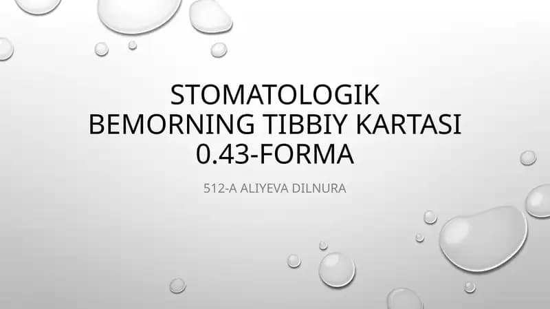 Stomatologik bemorning tibbiy kartasi