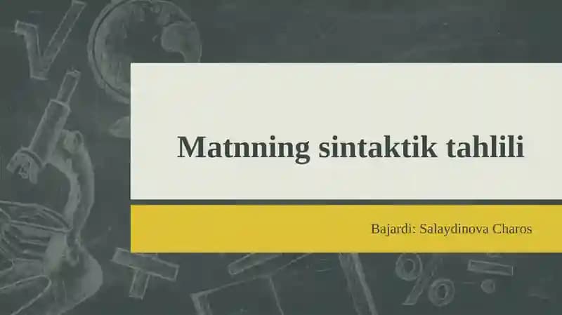 Matnning sintaktik tahlili