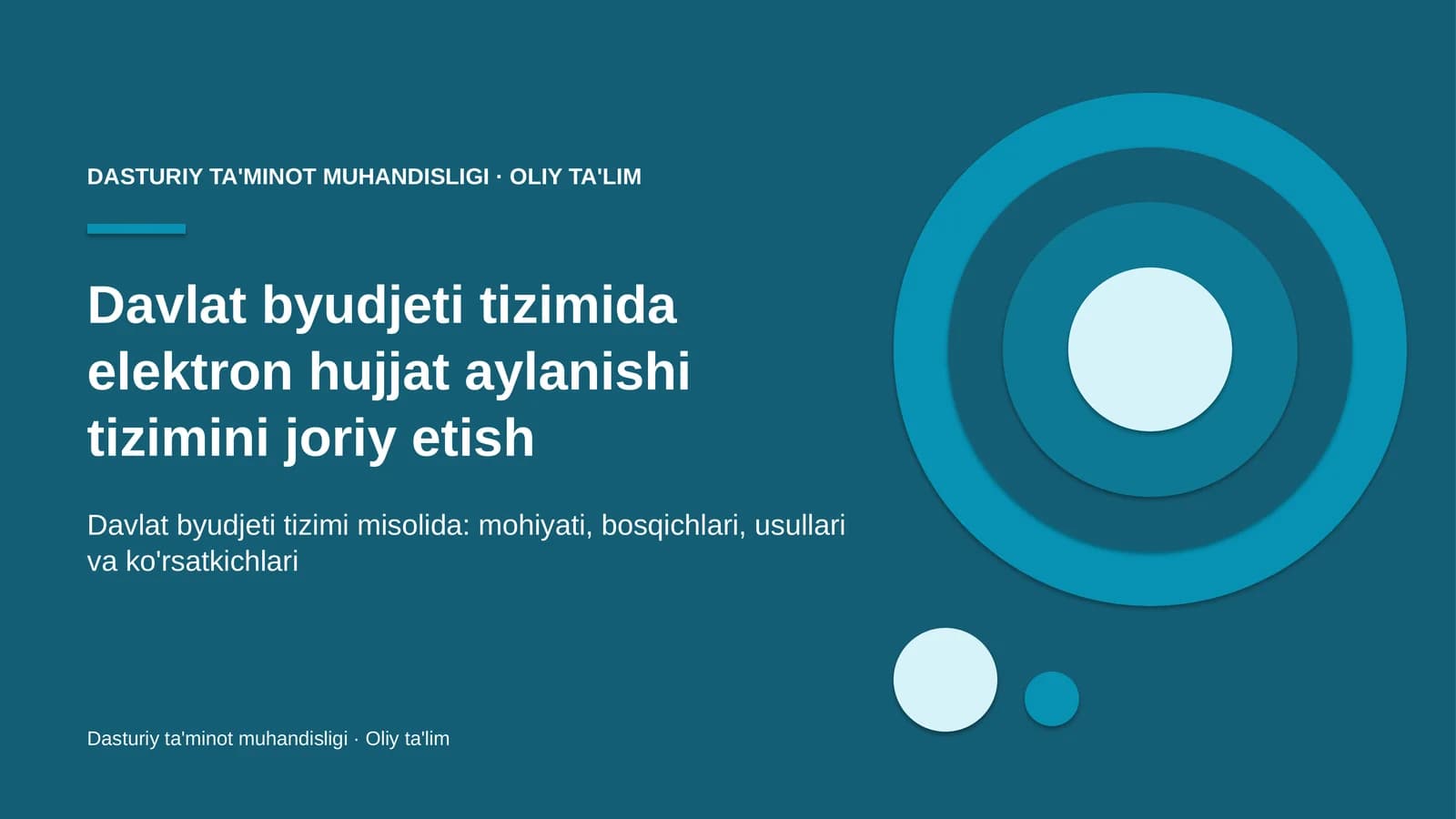 DASTURIY TA'MINOT MUHANDISLIGI · OLIY TA'LIM