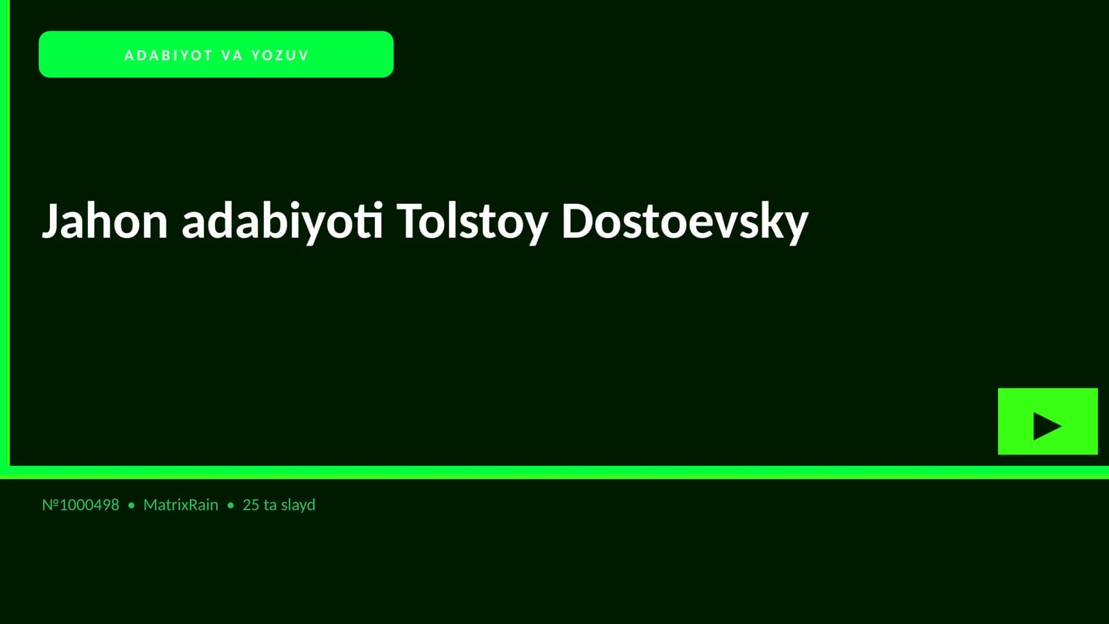 Jahon adabiyoti Tolstoy Dostoevsky