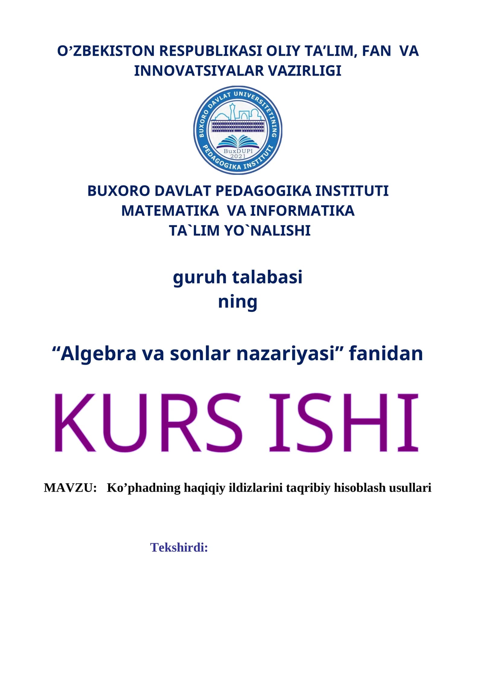 Ko’phadning haqiqiy ildizlarini taqribiy hisoblash usullari
