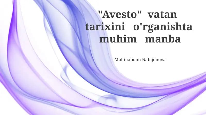 Avesto: O'tmishga Deraza