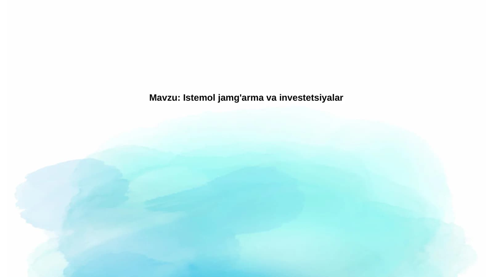 Istemoljamg'armavainvestetsiyalar
