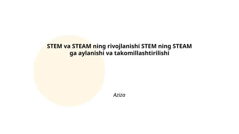 STEM va STEAM ning rivojlanishi