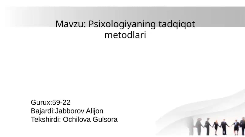 Psixologiyaning tadqiqot metodlari