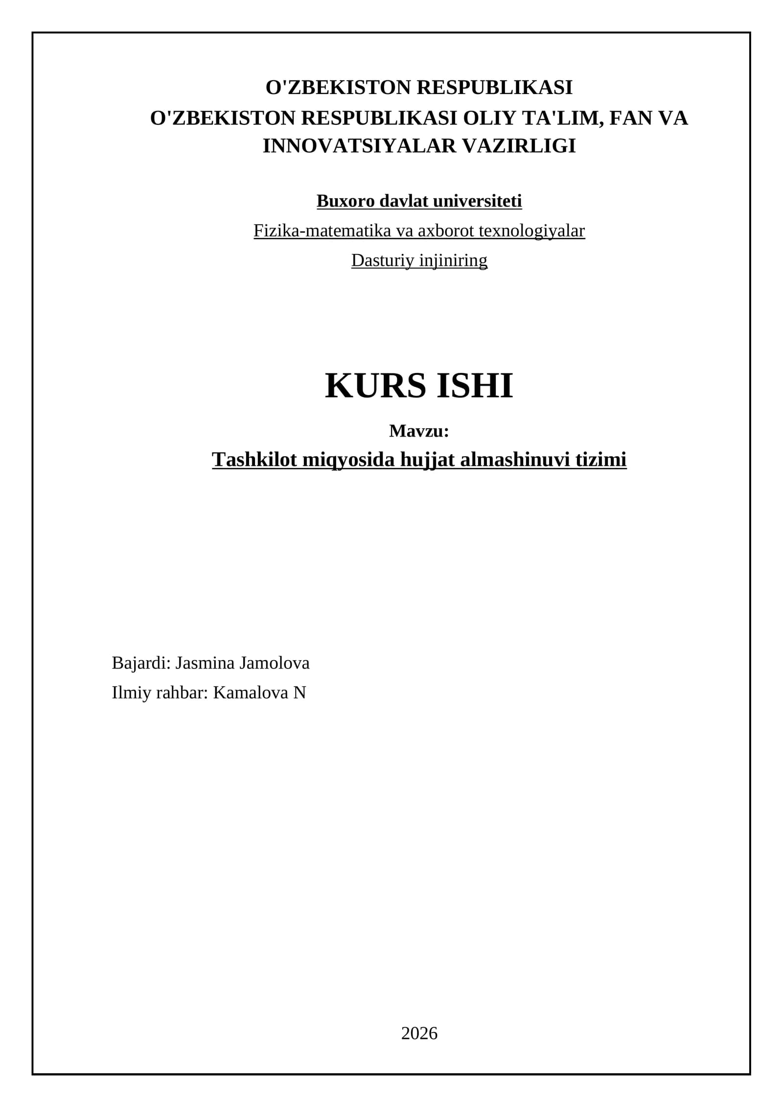 Tashkilot miqyosida hujjat almashinuvi tizimi