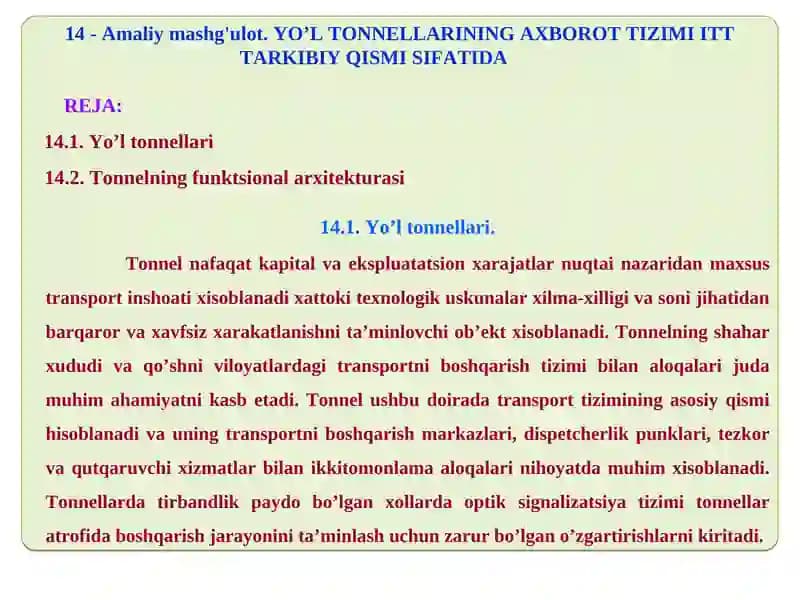 Yo’l tonnellari