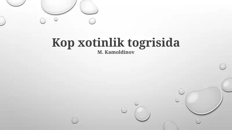 Kop xotinlik togrisida