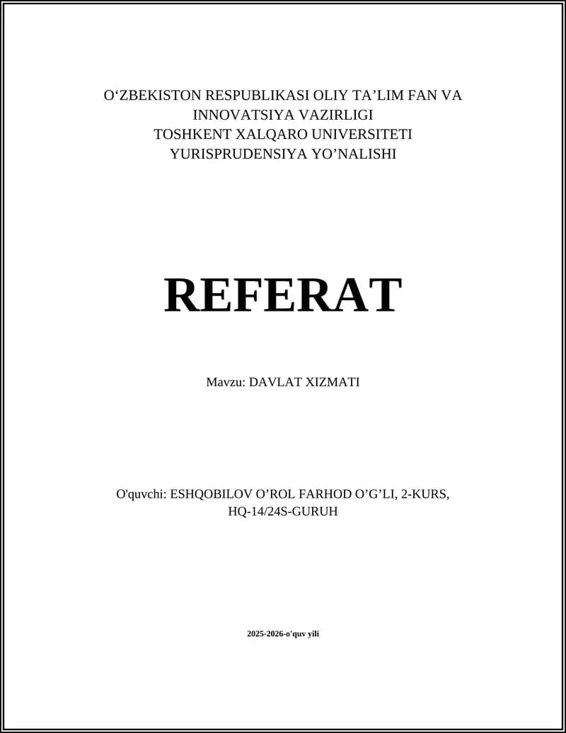 DAVLAT XIZMATI
