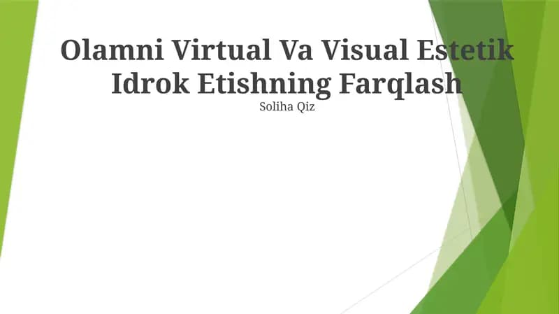 Olamni Virtual Va Visual Estetik Idrok Etishning Farqlash