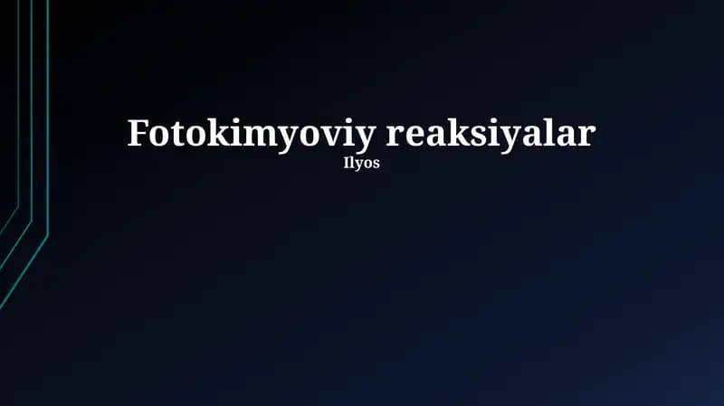 Fotokimyoviy reaksiyalar