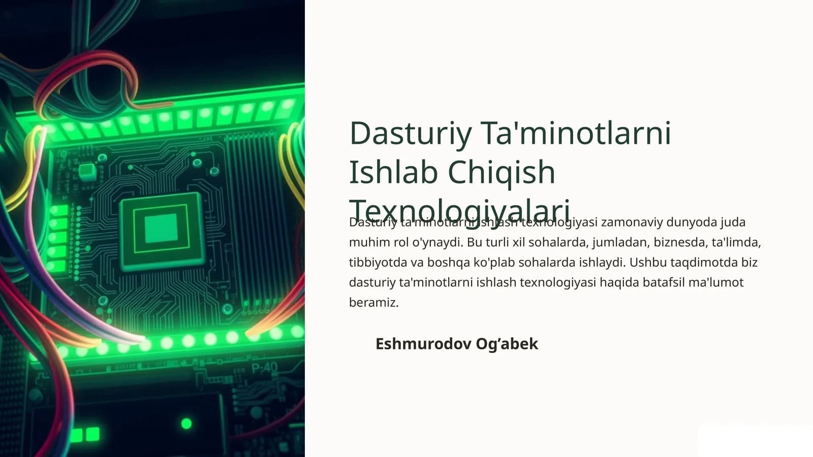 Dasturiy Ta'minotlarni Ishlab Chiqish Texnologiyalari