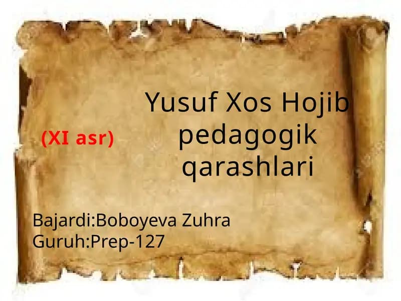 Yusuf Xos Hojib pedagogik qarashlari