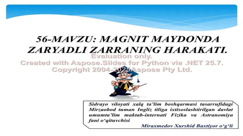 MAGNIT MAYDONDA ZARYADLI ZARRANING HARAKATI