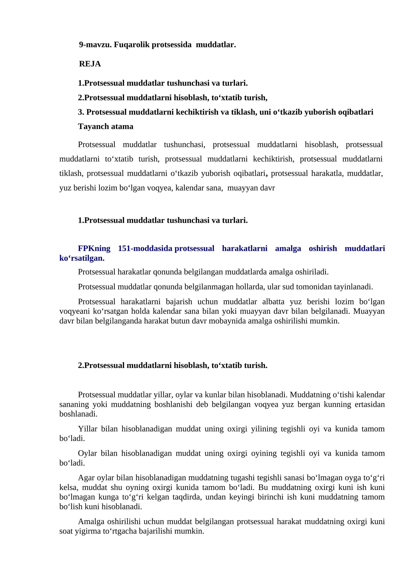 Fuqarolik protsessida muddatlar