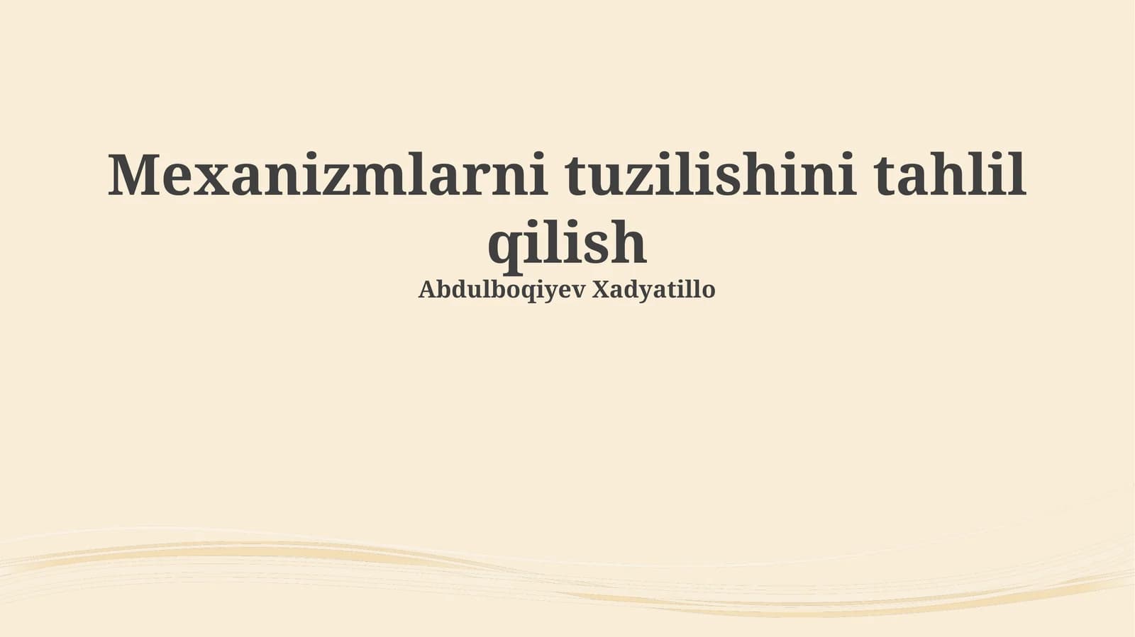 Mexanizmlarni tuzilishini tahlil qilish