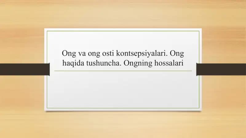 Ong va ong osti kontsepsiyalari