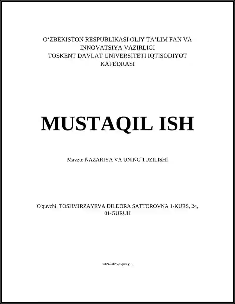 Nazariya va uning tuzilishi